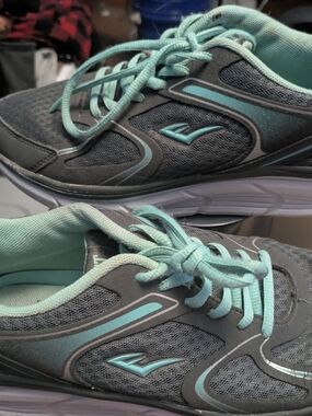 Women’s Gray and Mint Lace-Up Running Shoes By Everlast Size 8.5 Well Worn